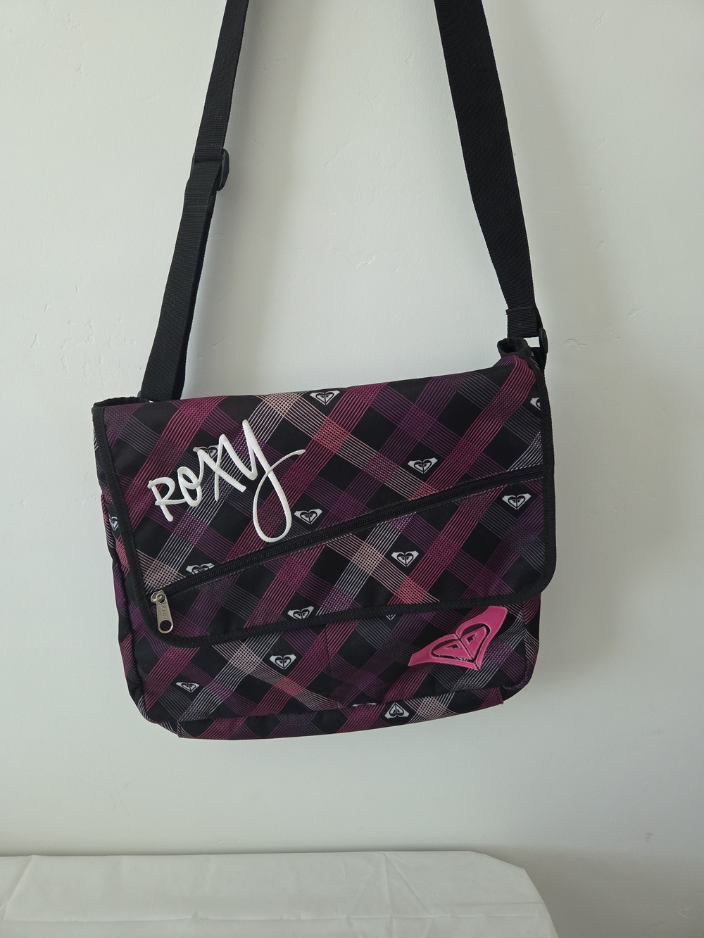 Roxy Pink Plaid Crossbody Messenger Bag